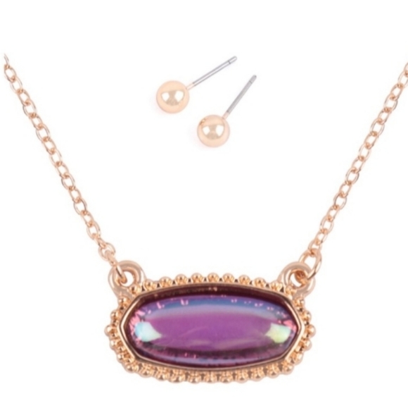 💌 Lavender Love necklace & earrings NWT - Picture 2 of 5